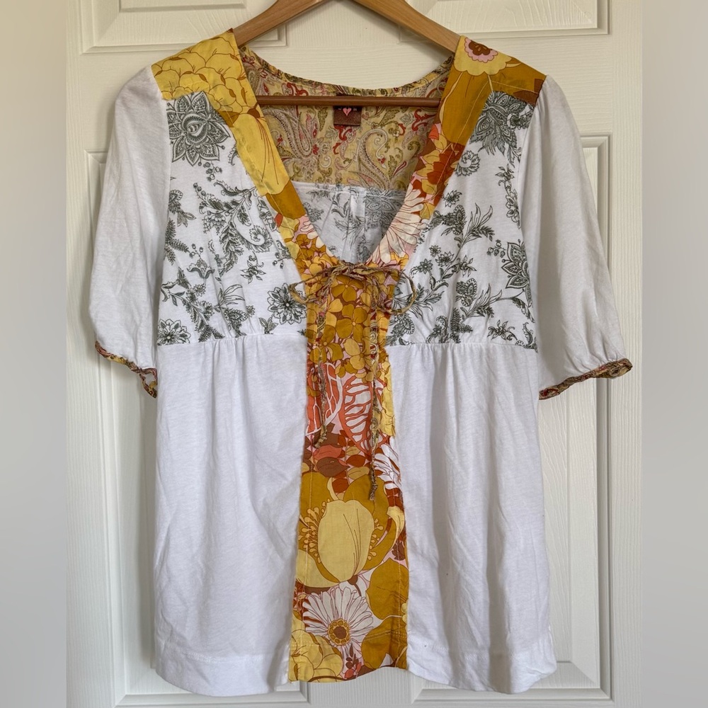 Anthropologie mixed-print A-line top
